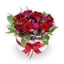 Box of red and pink roses